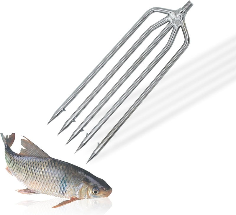 Dutiplus Large Fishing Harpoon 1~11 Prong Barded Stainless Steel Hunting Fish Gig Gaff Fork Hook with 8mm Screw for Catching Big Fish Mole Big Bullfrog - Image 1